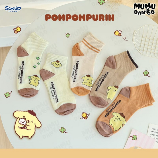 MUMU DUNGO Pompompurin ถุงเท้าหุ้มข้อ 1 เซต 5 คู่ Free size