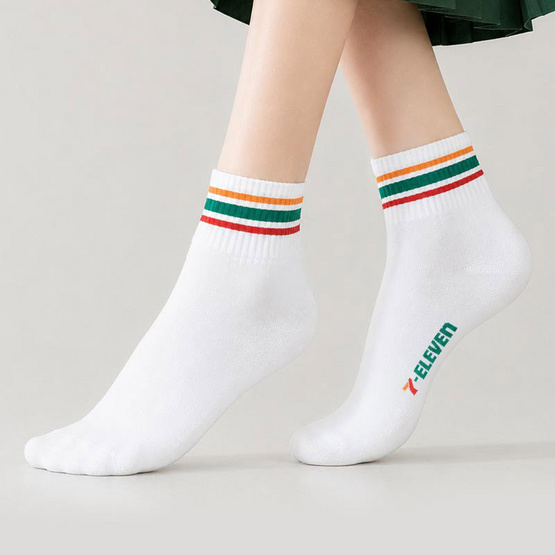 ถุงเท้าเยื่อไผ่ข้อเว้าตาตุ่ม ลาย 7-Eleven ขนาด 23-25 CM. สีขาว