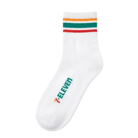 ถุงเท้าเยื่อไผ่ข้อสั้น ลาย 7-Eleven ขนาด 23-25 CM. สีขาว