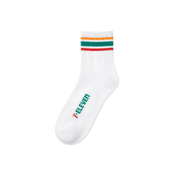 ถุงเท้าเยื่อไผ่ข้อสั้น ลาย 7-Eleven ขนาด 23-25 CM. สีขาว แพ็ก 2 ชิ้น