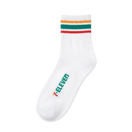 ถุงเท้าเยื่อไผ่ข้อสั้น ลาย 7-Eleven ขนาด 23-25 CM. สีขาว แพ็ก 2 ชิ้น