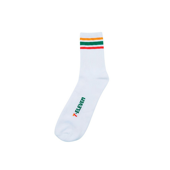 ถุงเท้าเยื่อไผ่ข้อยาว ลาย 7-Eleven  ขนาด 25-27 CM. สีขาว แพ็ก 2 ชิ้น
