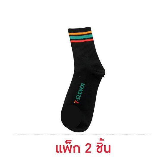 ถุงเท้าเยื่อไผ่ข้อยาว ลาย 7-Eleven  ขนาด 25-27 CM. สีดำ