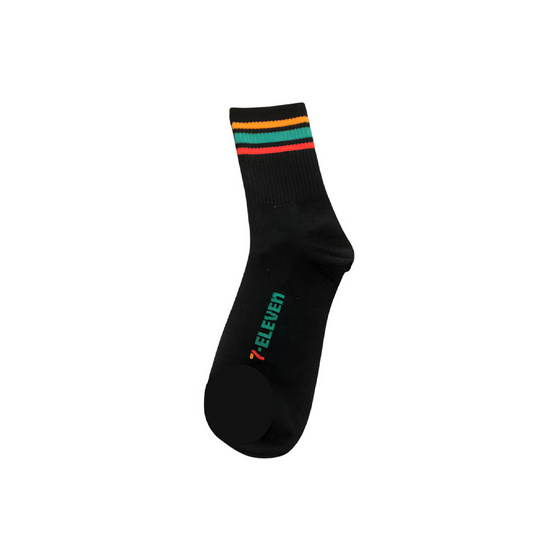 ถุงเท้าเยื่อไผ่ข้อยาว ลาย 7-Eleven  ขนาด 25-27 CM. สีดำ แพ็ก 2 ชิ้น