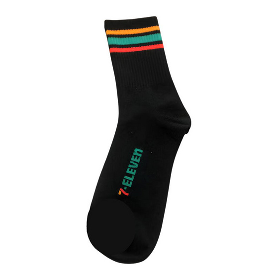 ถุงเท้าเยื่อไผ่ข้อยาว ลาย 7-Eleven  ขนาด 25-27 CM. สีดำ แพ็ก 2 ชิ้น