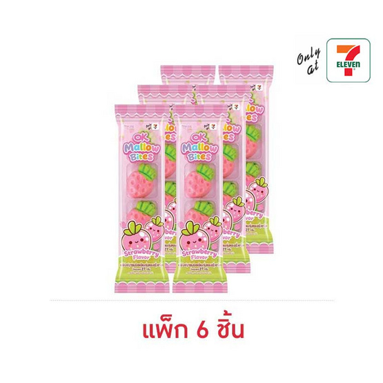 โอเค มาร์ชแมลโลแมลโลไบทส์กลิ่นสตรอเบอร์รี 27 กรัม (แพ็ก 6 ชิ้น)