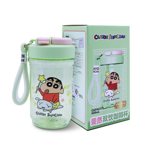 X&W กระบอกน้ำพลาสติกไตรตัน Caryon Shinchan รุ่นแก้วน้ำ 650ml.