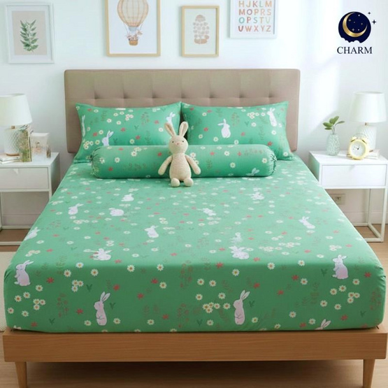 Charm ผ้าปูไม่รวมนวม Green Bun