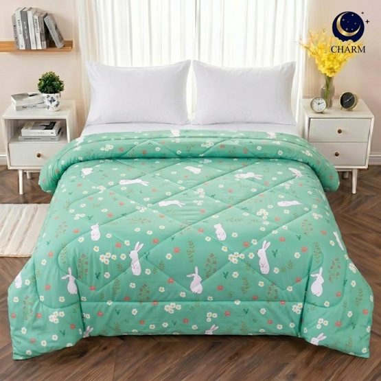 Charm ผ้าห่มใยลื่นรุ่นบาง GreenBun