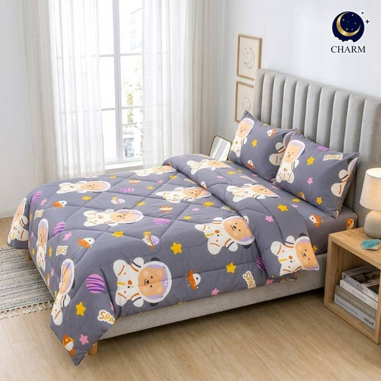 Charm ผ้าปูรวมนวม Galaxy Bear 3.5ft 3pcs
