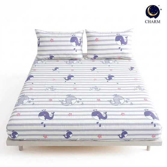 Charm ผ้าปูไม่รวมนวม Blue Whale 6ft 3pcs