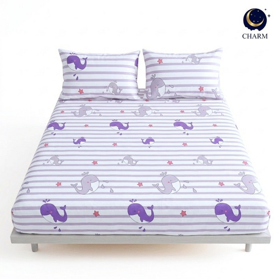 Charm ผ้าปูไม่รวมนวม Purple Whale 5ft 3pcs