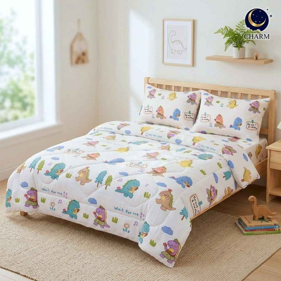 Charm ผ้าปูรวมนวม Dino Play 6ft 4pcs