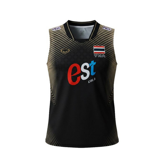 เสื้อวอลเลย์บอลทีมชาติชายแขนกุด ดำ