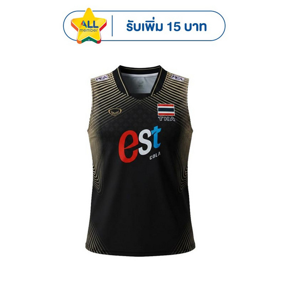 เสื้อวอลเลย์บอลทีมชาติชายแขนกุด ดำ
