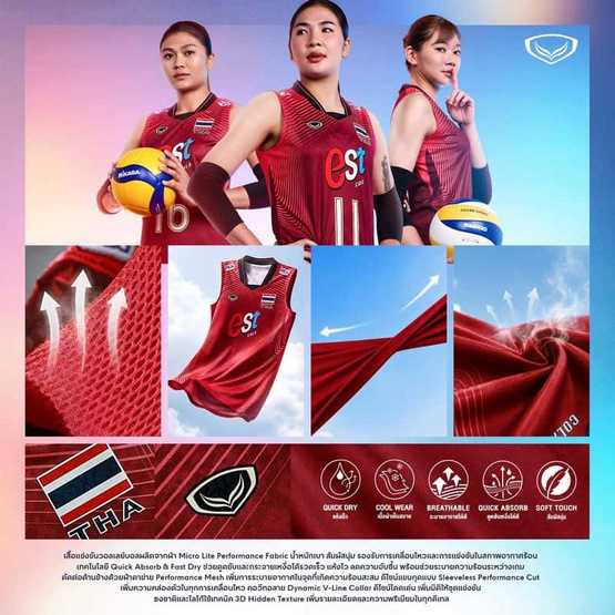 เสื้อวอลเลย์บอลทีมชาติหญิงแขนกุด น้ำเงิน