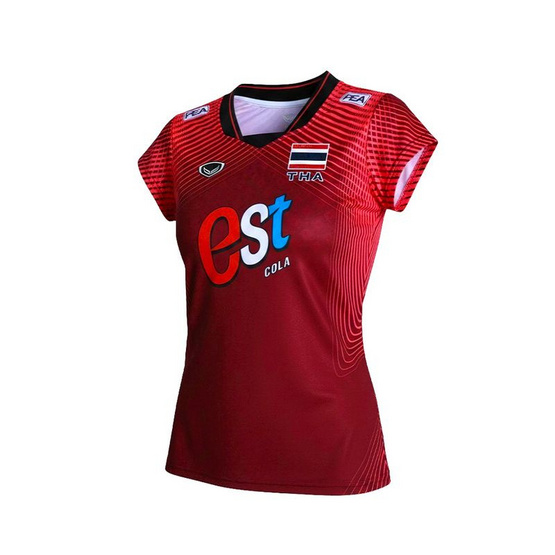 เสื้อวอลเลย์บอลทีมชาติหญิงแขนสั้น แดง
