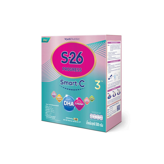 นมผงเอส26 โปรเกรสมาร์ทซี (สูตร3) 500 กรัม