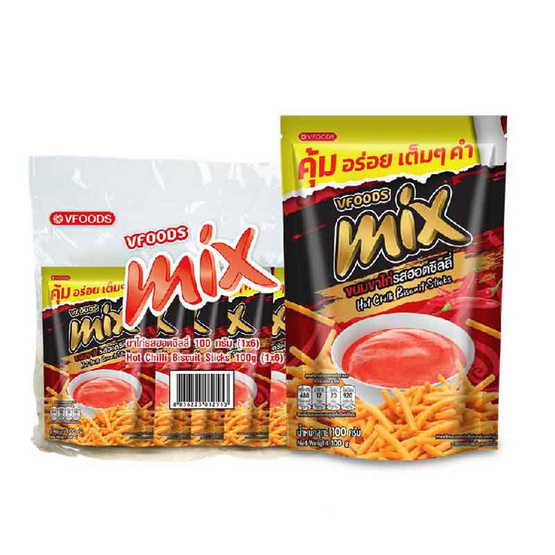 มิกซ์ ขนมขาไก่รสฮอตชิลลี่ 100 กรัม (แพ็ก 6 ชิ้น)