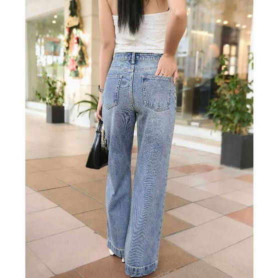 Easy Denim Jeans กางเกงยีนส์ผู้หญิง ขากว้าง JN7063 Light Blue