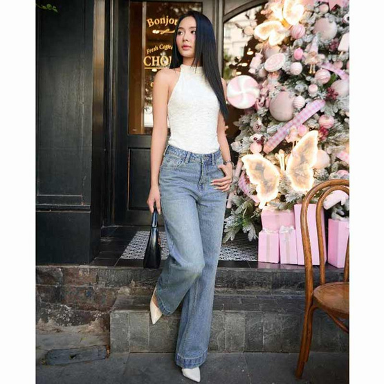 Easy Denim Jeans กางเกงยีนส์ผู้หญิง ขากว้าง JN7063 Light Blue