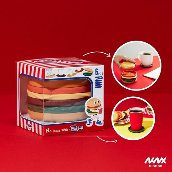 Niknax ชุดรองแก้วเบอร์เกอร์
