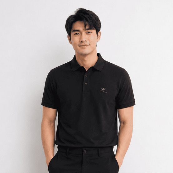 CP ALL เสื้อโปโลชาย Upcycling สีดำ