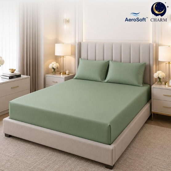 CHARM ชุดผ้าปูที่นอน AeroSoft สี Sage Green