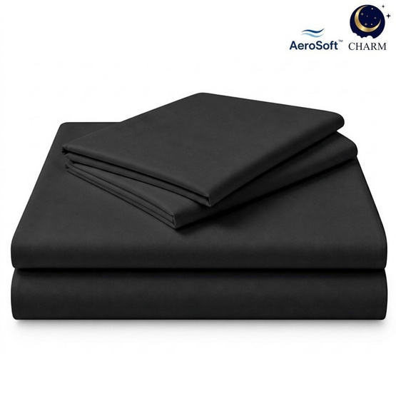 CHARM ชุดผ้าปูที่นอน AeroSoft สี Jet Black