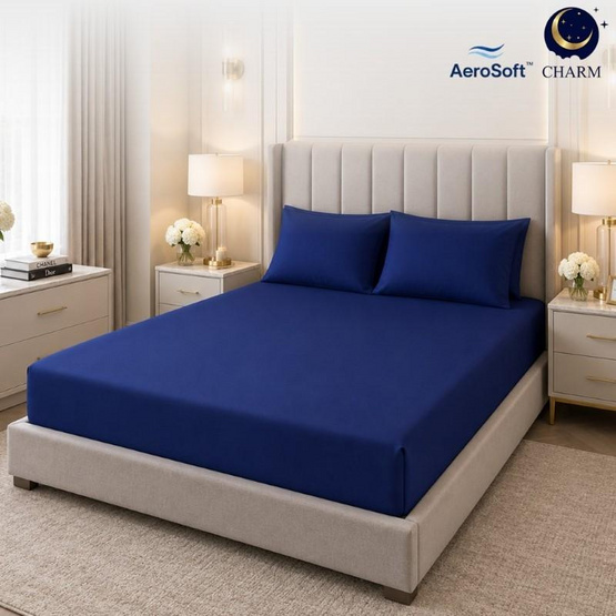 CHARM ชุดผ้าปูที่นอน AeroSoft สี Navy Blue