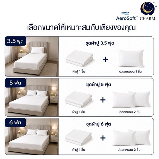 CHARM ชุดผ้าปูที่นอน AeroSoft สี Navy Blue