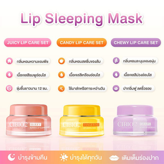 CIBIO'2 ลิปแคร์เซต lip sleeping mask juicy lip care set