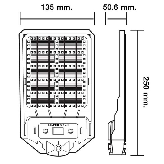 HI-TEK โคมไฟถนน โซล่า LED PHOENIX ชาร์จ 2 ด้าน แสงขาว