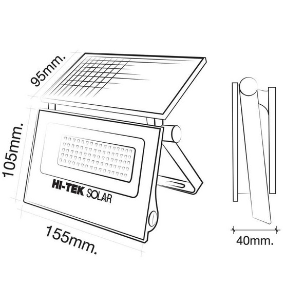 HI-TEK โคมไฟโซล่า LED ติดผนังพร้อมโมชั่นเซ็นเซอร์ รุ่นวอล
