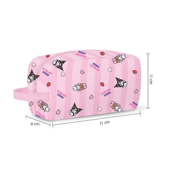 กระเป๋าเครื่องสำอาง My Melody & Kuromi สีชมพู