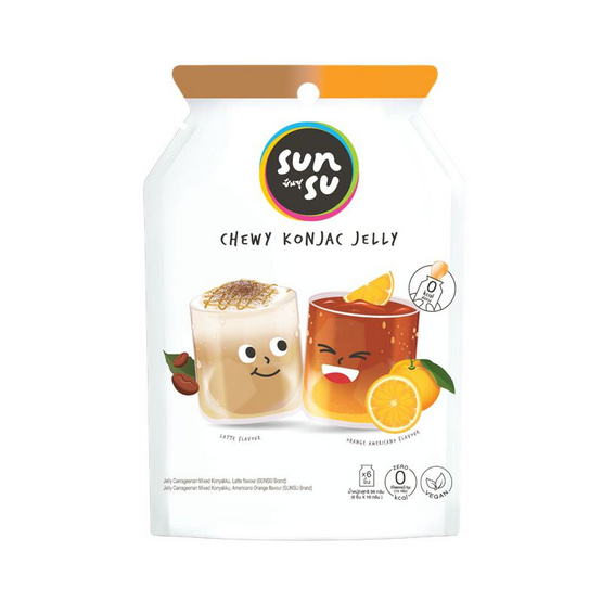 ซันซุ เยลลี่ผสมบุกกลิ่นกาแฟลาเต้&อเมริกาโนส้ม 96 กรัม (แพ็ก 6 ชิ้น)