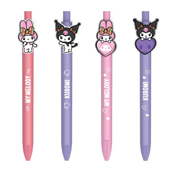 CODE:D ปากกาเจล 0.5 มม. หมึกน้ำเงิน Sanrio My Melody&Kuromi แพ็กคู่คละลาย (2 กล่อง 4 ด้าม)