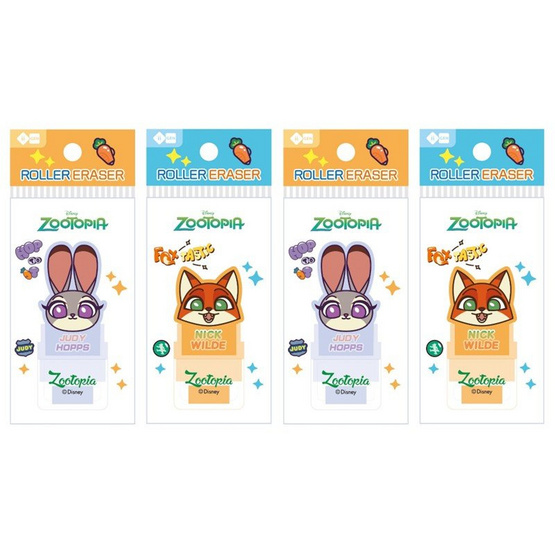 iiGEN ยางลบพร้อมลูกกลิ้ง Roller Eraser Zootopia คละลาย (แพ็ก 4 ชิ้น)