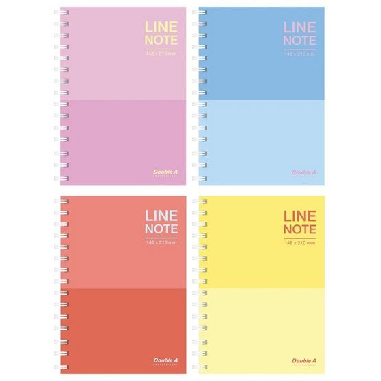 Double A สมุดสันห่วง A5 (70 แกรม 40 แผ่น) Line Note ปกคละสี (แพ็ก 4 เล่ม)
