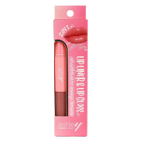 Ashley ลิปกลอส 2 In 1 Lip Liner & Lip Gloss 0.22 กรัม +1.8 กรัม