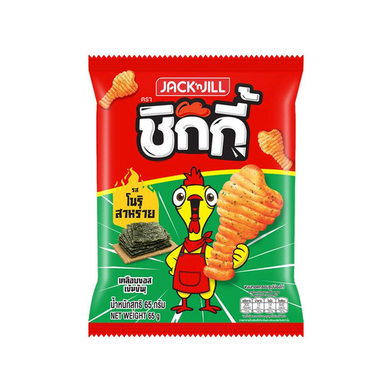 ชิกกี้ ขนมทอดกรอบรูปน่องไก่ รสโนริสาหร่าย 65 กรัม (ยกลัง 12 ชิ้น)