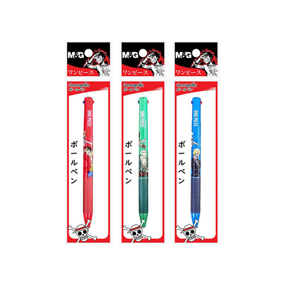 M&G ปากกาลูกลื่น 2 สี 0.7 มม. หมึกน้ำเงิน+แดง ด้ามคละลาย One Piece (แพ็ก 3 ด้าม)