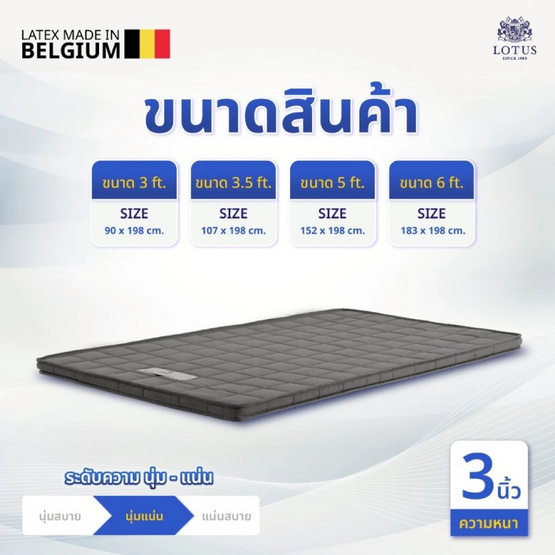 LOTUS ท็อปเปอร์ยางพารา รุ่น ENHANCE (3นิ้ว)