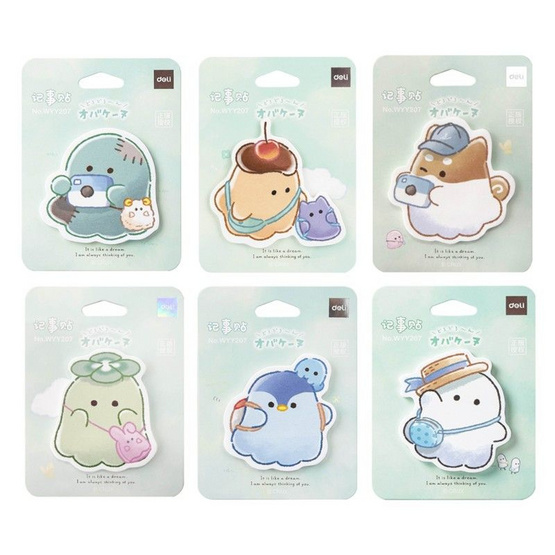 Deli x Obakenu กระดาษโน้ต 30แผ่น 80gsm No.YY207 คละลาย (แพ็ก 6 ชุด)