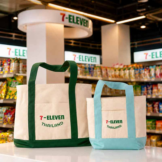 กระเป๋าผ้าแคนวาส Collection 7-Eleven ขนาดเล็ก สีฟ้า