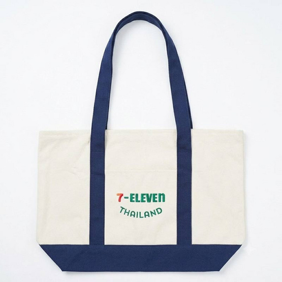 กระเป๋าผ้าแคนวาส Collection 7-Eleven ขนาดใหญ่ สีกรม