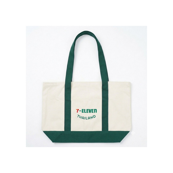 กระเป๋าผ้าแคนวาส Collection 7-Eleven ขนาดใหญ่ สีเขียว