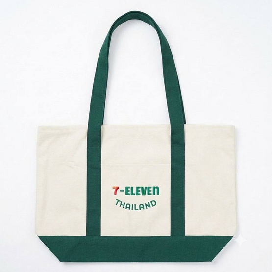 กระเป๋าผ้าแคนวาส Collection 7-Eleven ขนาดใหญ่ สีเขียว