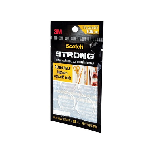 3M Scotch เทปกาวสองหน้าอเนกประสงค์ แบบเจลใส รุ่นวงกลม 25 มม. (แพ็ก 8 ชิ้น x 3 แพ็ก)
