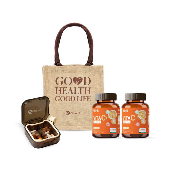 ALLWELL GIFTSET 2 ชุดเวลลิ ไวต้า ซี พลัส (บรรจุ 30 เม็ดx2) พร้อมตลับยา